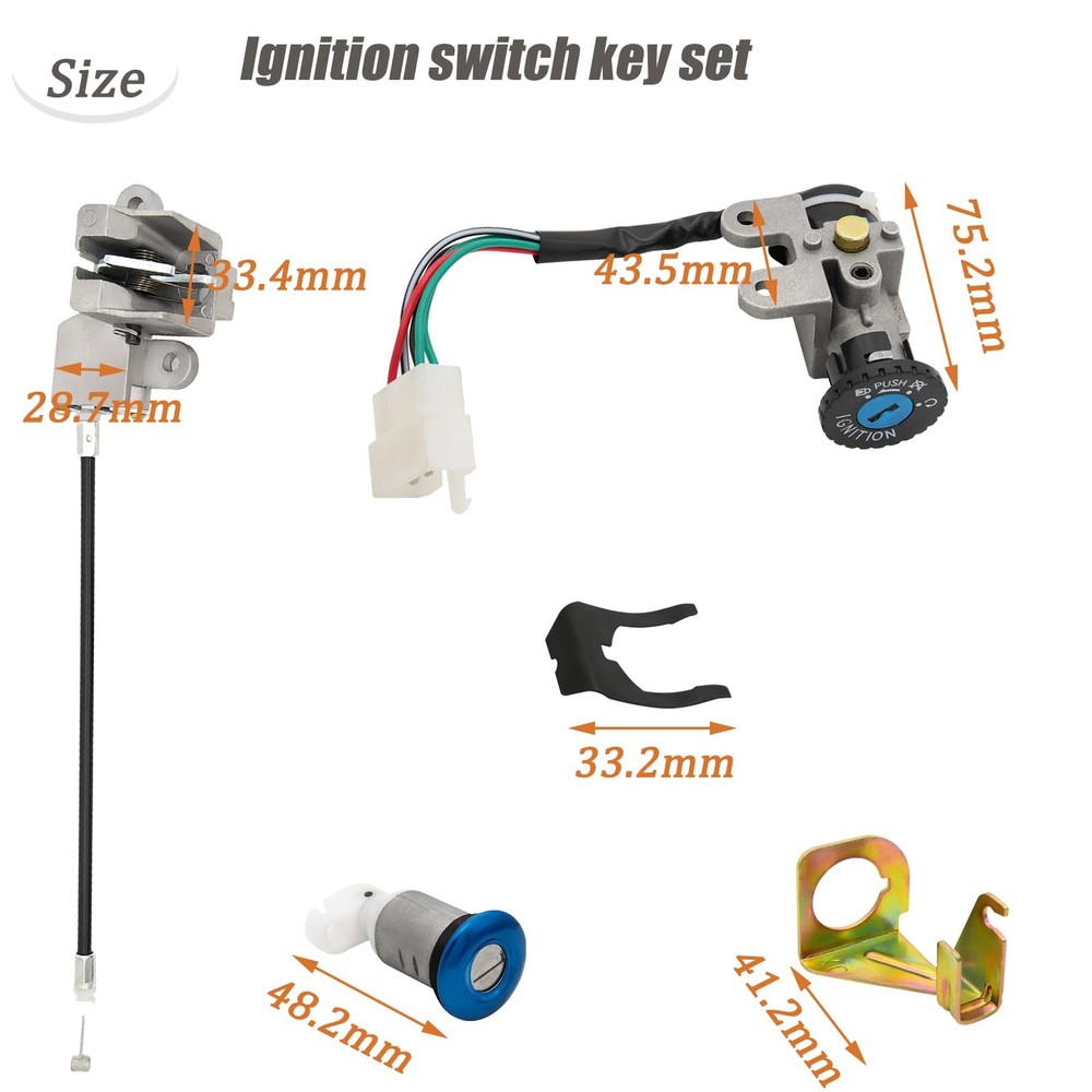 49cc Ignition Switch, 50cc Key Ignition, Ignition Switch Key Set Compatible w...