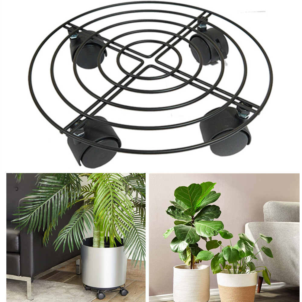 3Packs Metal Plant Caddy Plant Dolly Plant Stand Plant Holder with Wheels 10.5in