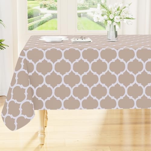 Rectangle Table Cloth, Waterproof Vinyl 70" x 52" (Rectangular) 1 Khaki