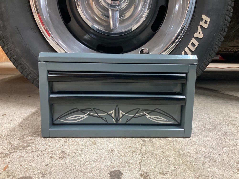 Gray Mini Toolbox Hot Rod Pinstripes
