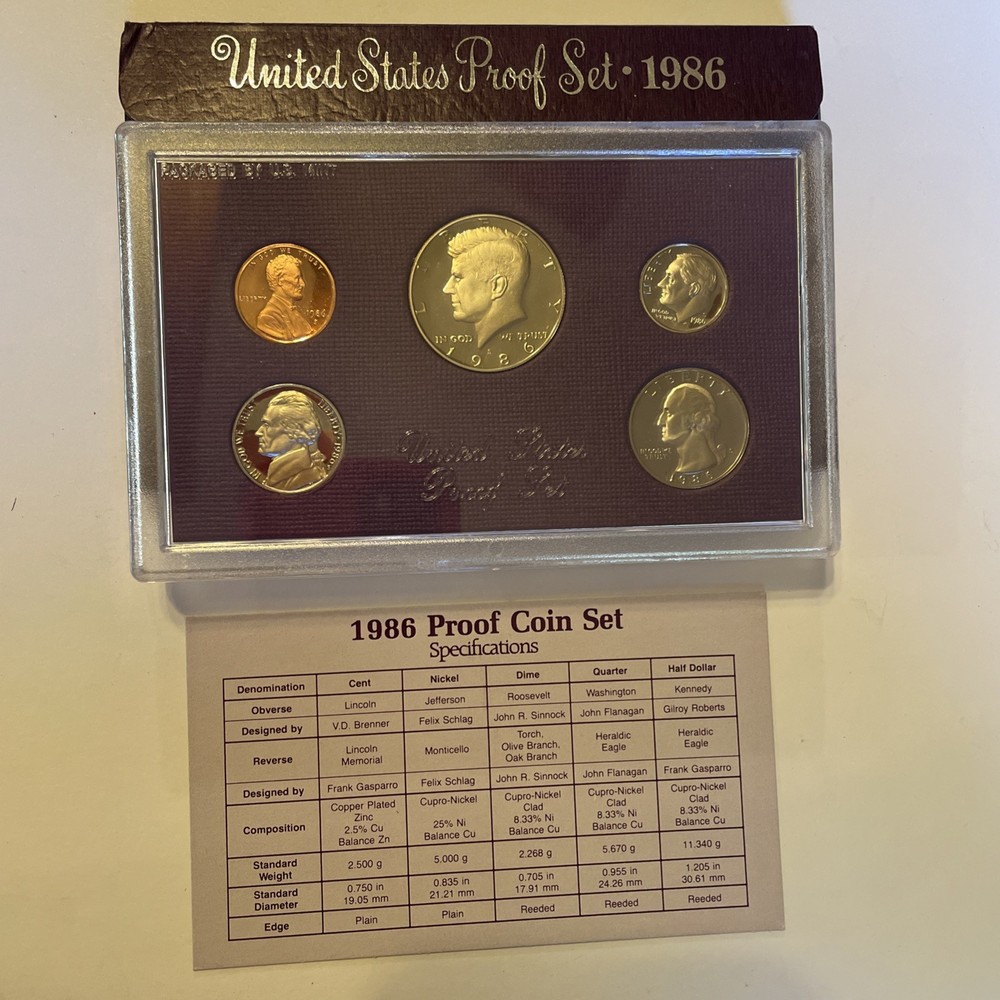 1986 Proof Set U.S. Mint  New  “S” Mint Mark