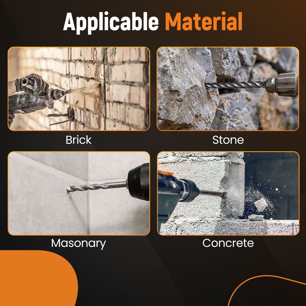 17x Rotary Hammer Bits Drill Bit & Chisel Set for SDS Plus Drills