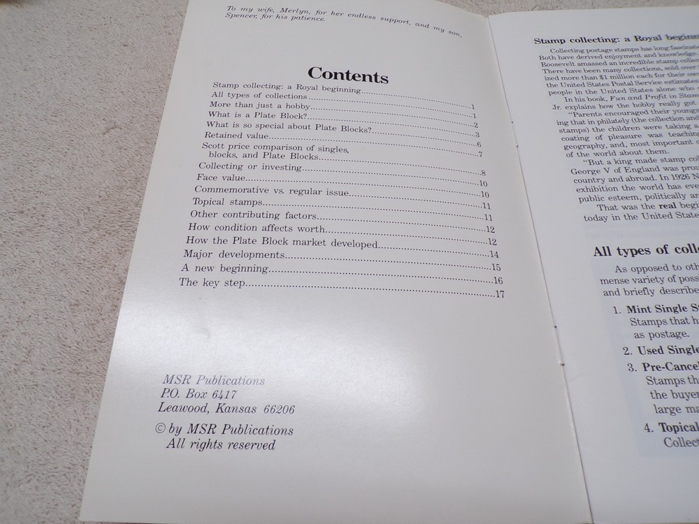 "PLATE BLOCKS: THE STAMP COLLECTOR'S EDGE" RICHARD L. LAZOROW RESOURCE BOOK