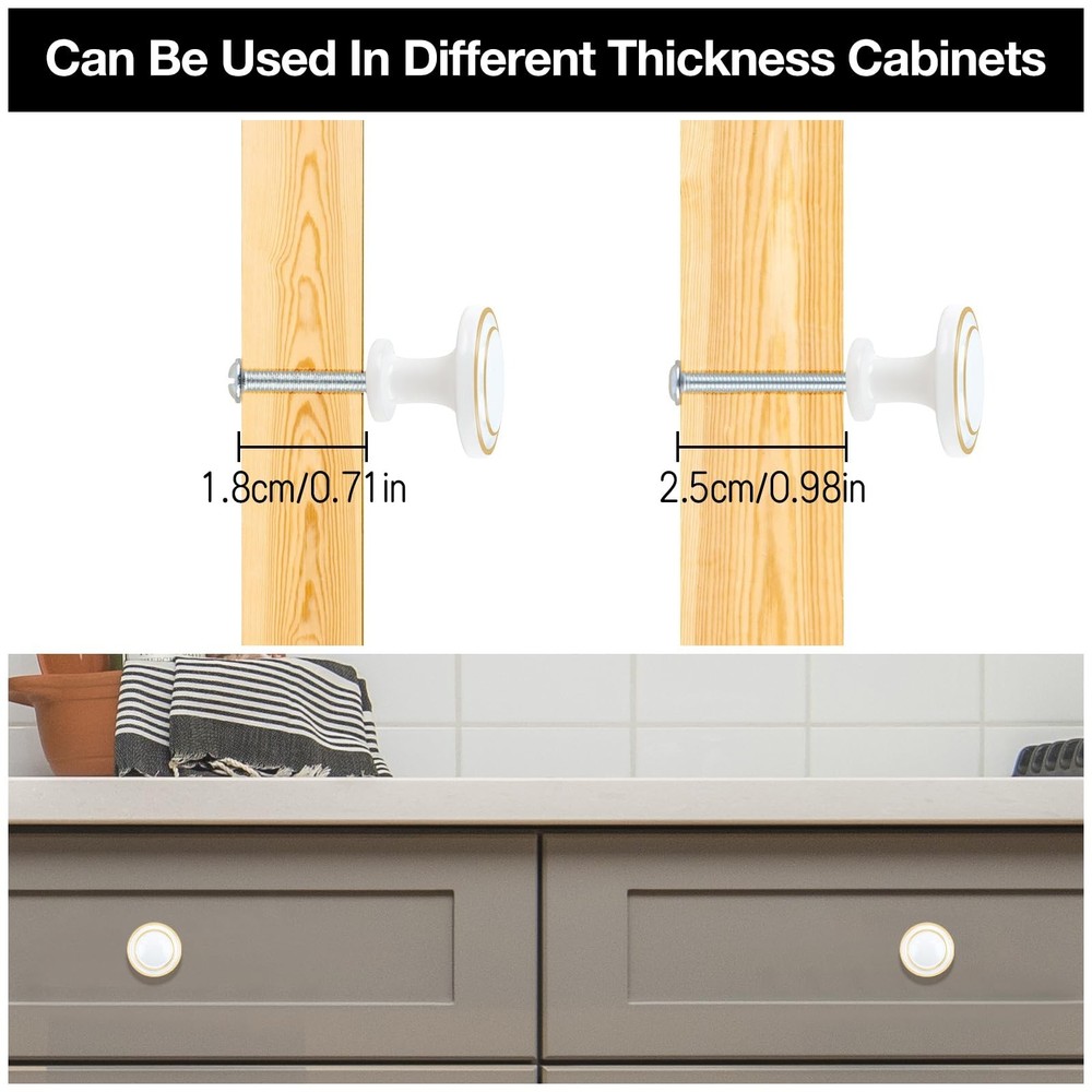 Kalolary 12 Pack Cabinet Hardware Knobs, 1.18 Inch Kitchen Drawer Knob with S...
