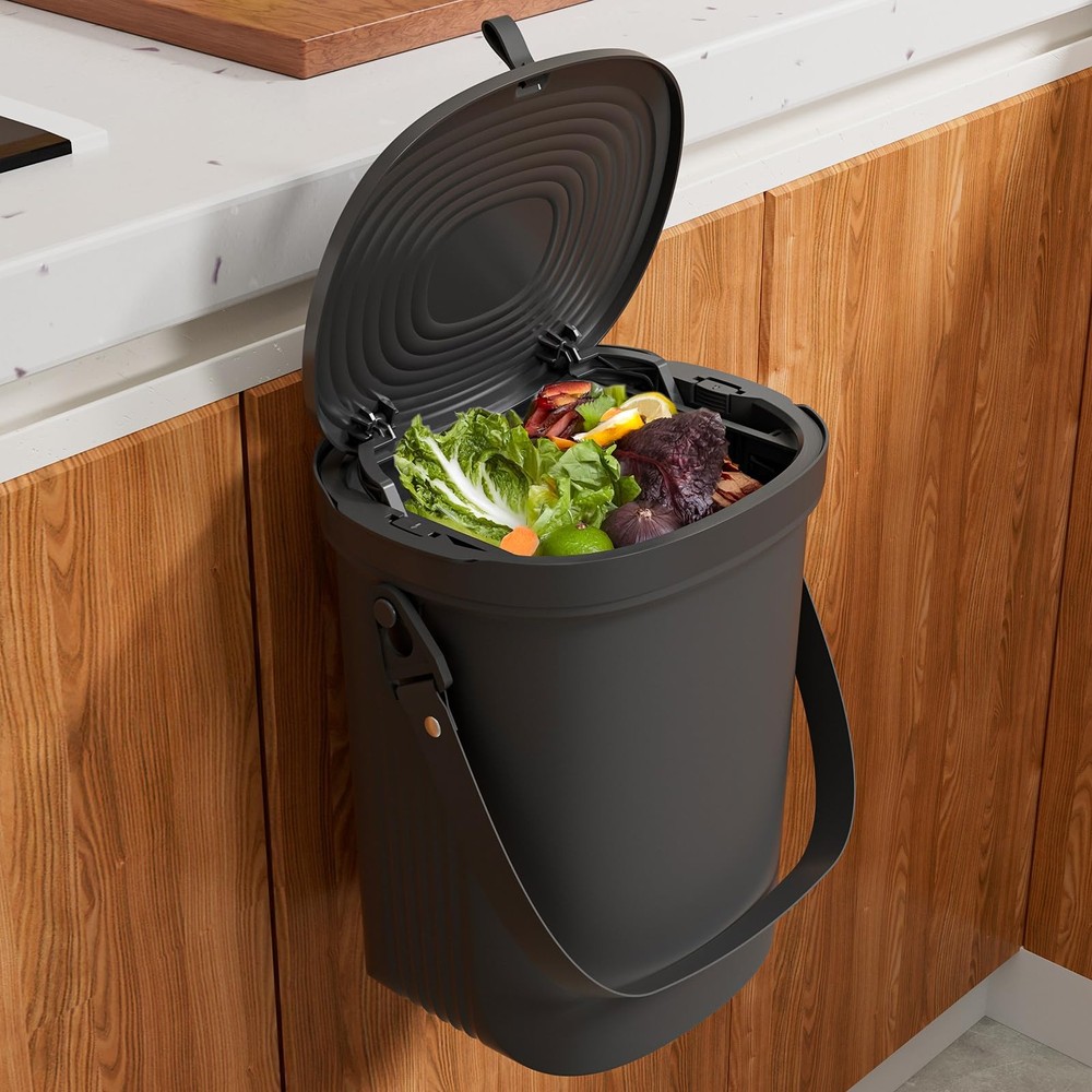 Mountable Silicone Collapsible Kitchen Compost Bin Under Sink, Hanging Trash ...