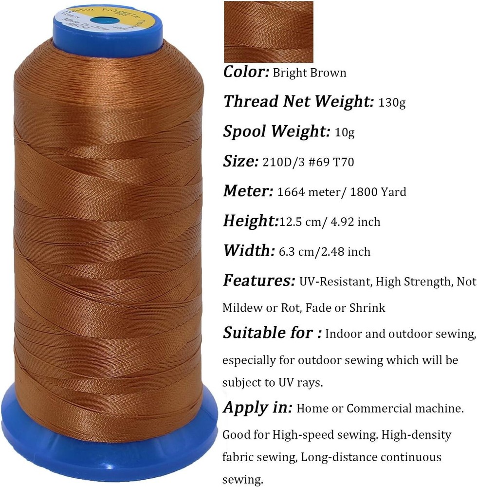 Premium 210D/3 Polyester Thread Spool - Perfect for Upholstery & DIY Crafts