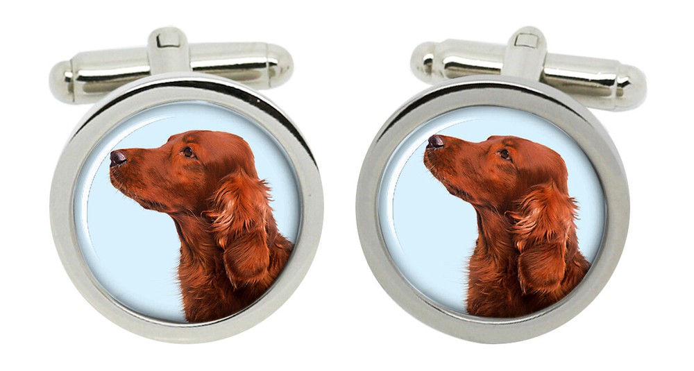 Irish Red Setter Cufflinks in Chrome Box