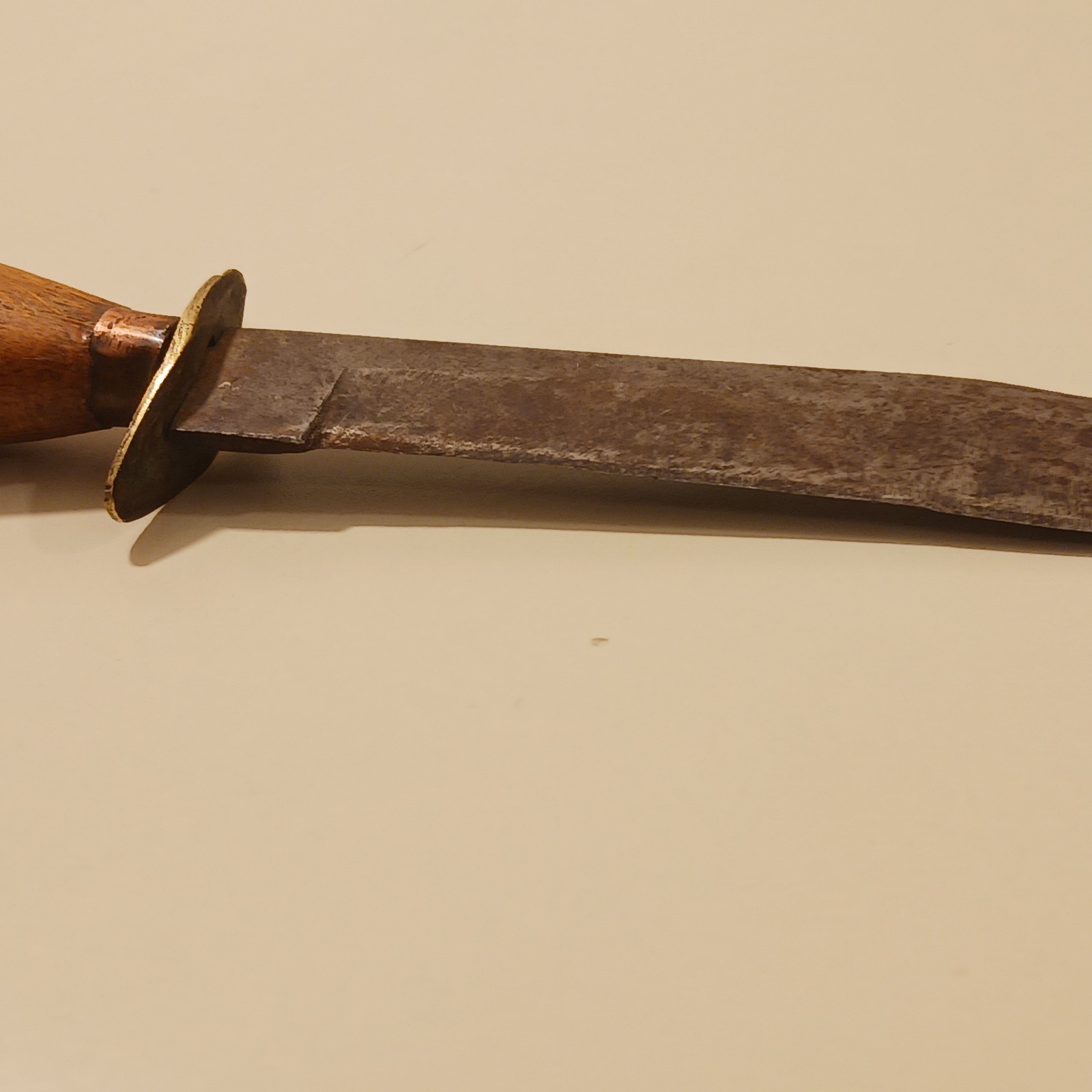 Vintage Bowie Knife Fixed Blade Hunting Survival Wood Handle Brass Bolster Gear