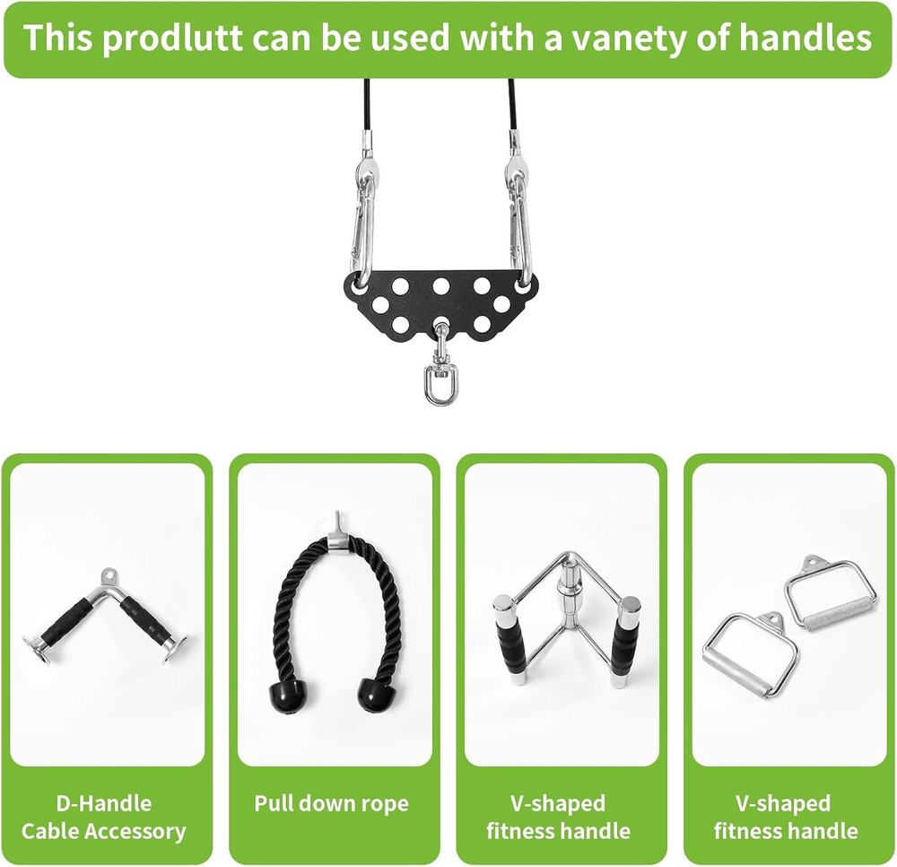 Adjustable Multi-Grip LAT Pull Down Bar with 360° Rotation, Powder-Coated Finish
