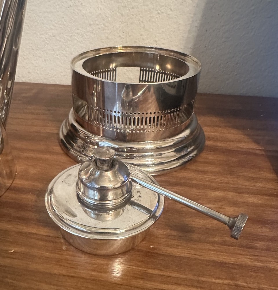 Vintage Sheffield Silverplate Coffee Pot & Warming Stand Base, England