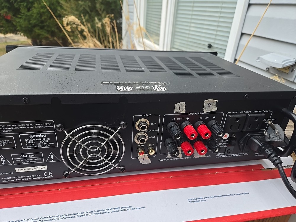 GEMINI P-600 Stereo Power Amplifier, UNTESTED, AS IS, READ**