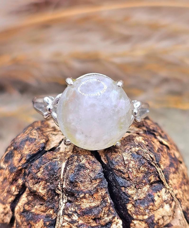 Nature White Crystal Adjustable Ring