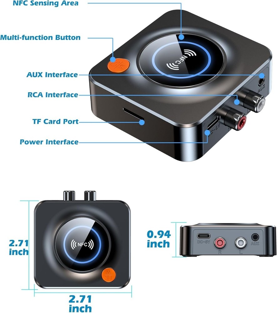 Bluetooth Receiver for Home Stereo, AUX RCA to Bluetooth Adapter for Old Speaker