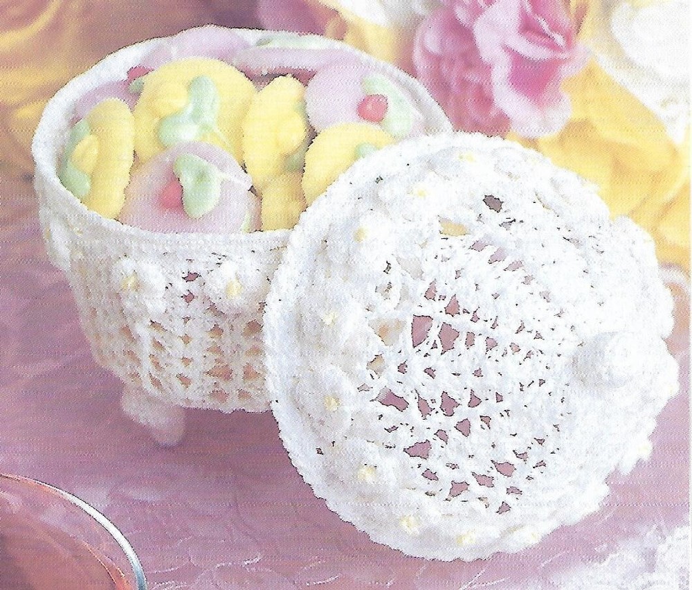 Footed Candy or Trinket Dish crochet PATTERN INSTRUCTIONS