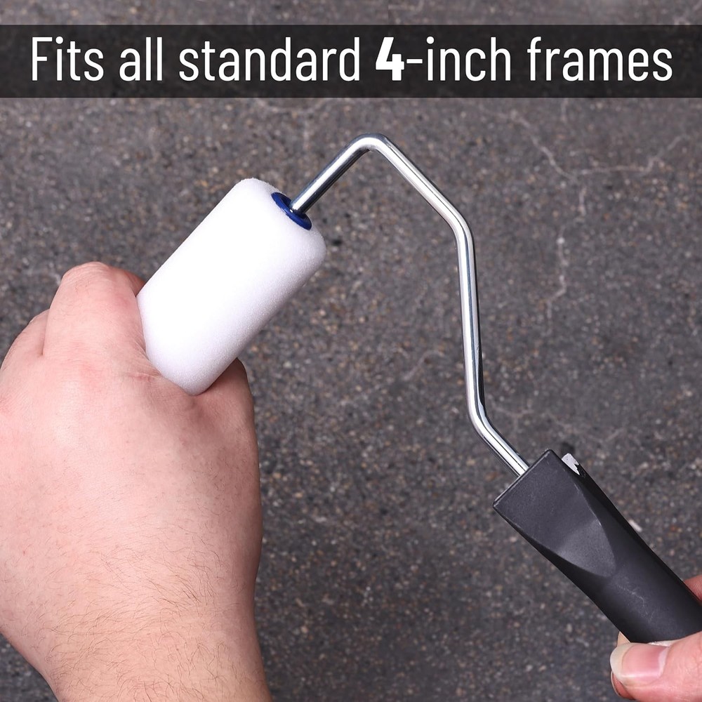 Bates- Paint Roller 4 Inch Paint Roller Frame with 2 Foam Covers