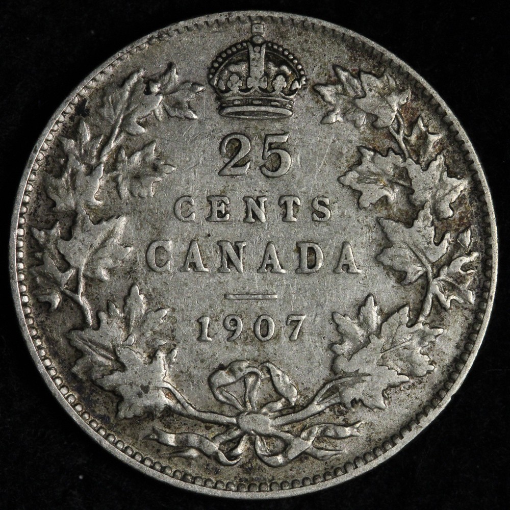 1907 Canada SILVER Twenty Five Cents E327 DIACH