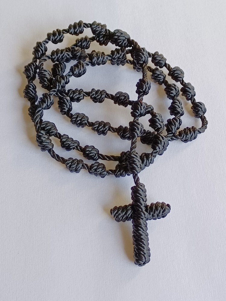 Nylon Rosary Knotted Cord Black