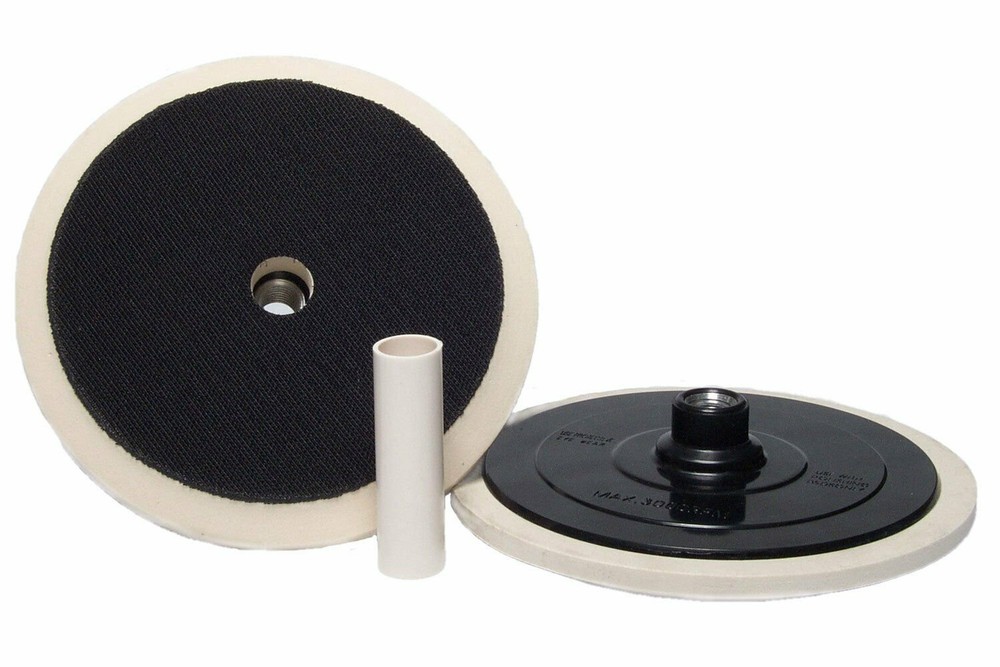 7.5" Wool Buffing Pad Starter Kit for Compound Cutting & Polishing - Hook & Loop