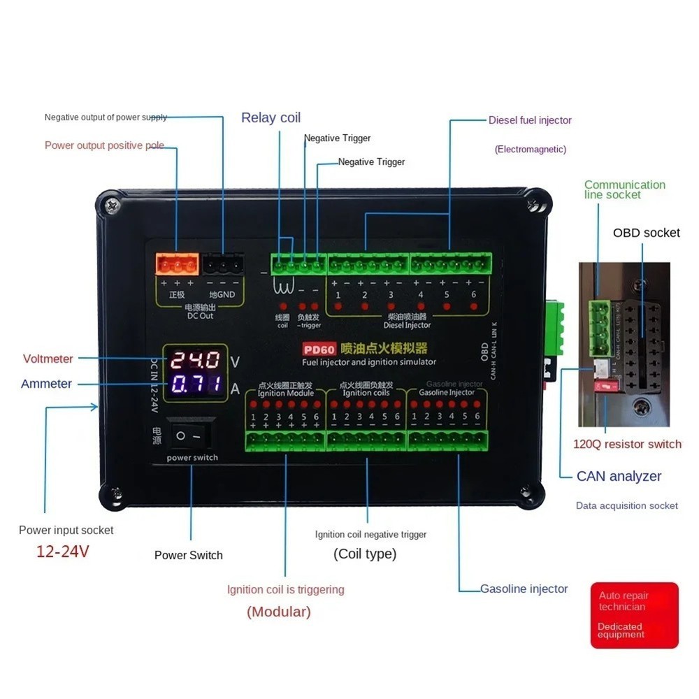 PD60 ECU Testing Equipment For Efficient Injector And Ignition Simulation