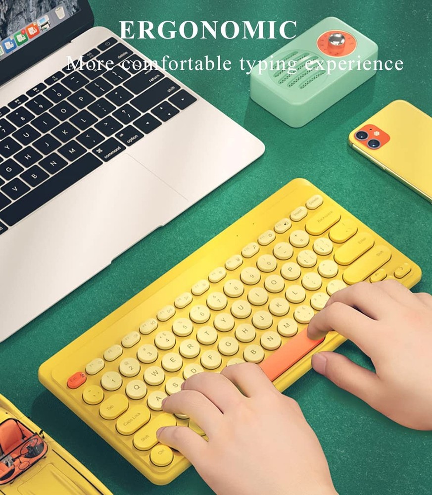 Compact Keyboard MouseCombo,JieruiDeng 79-Key Retro Mini Cute Computer Keyboa...