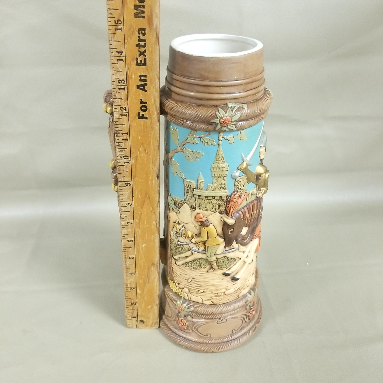 Hand Painted Ceramic Tall German Style Beer Stein Mug No Lid 24"