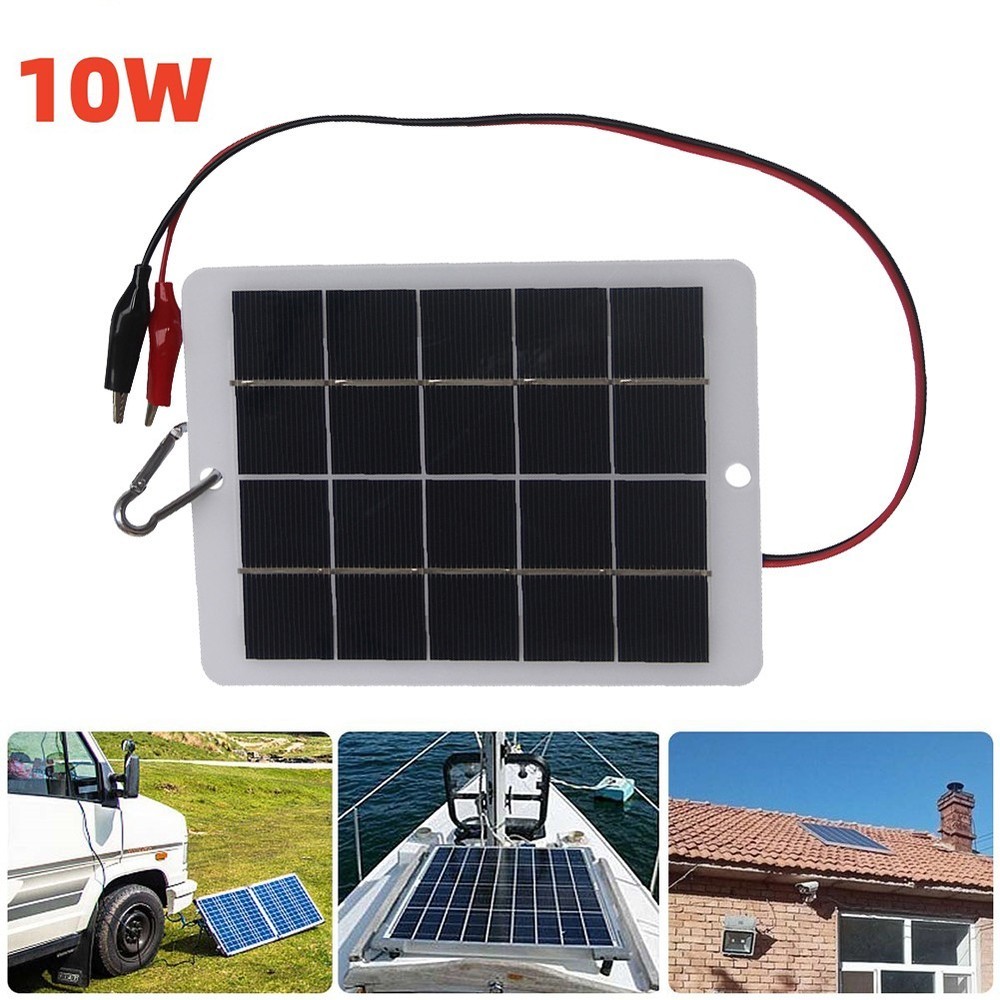 Efficient 10W 5V Solar Panel with Clip Outdoor Battery Charging Made Simple