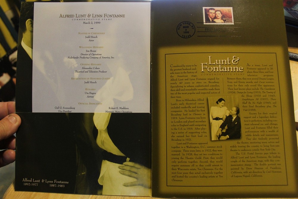 US 3287 LUNT & FONTANNE FIRST DAY CEREMONY PROGRAM