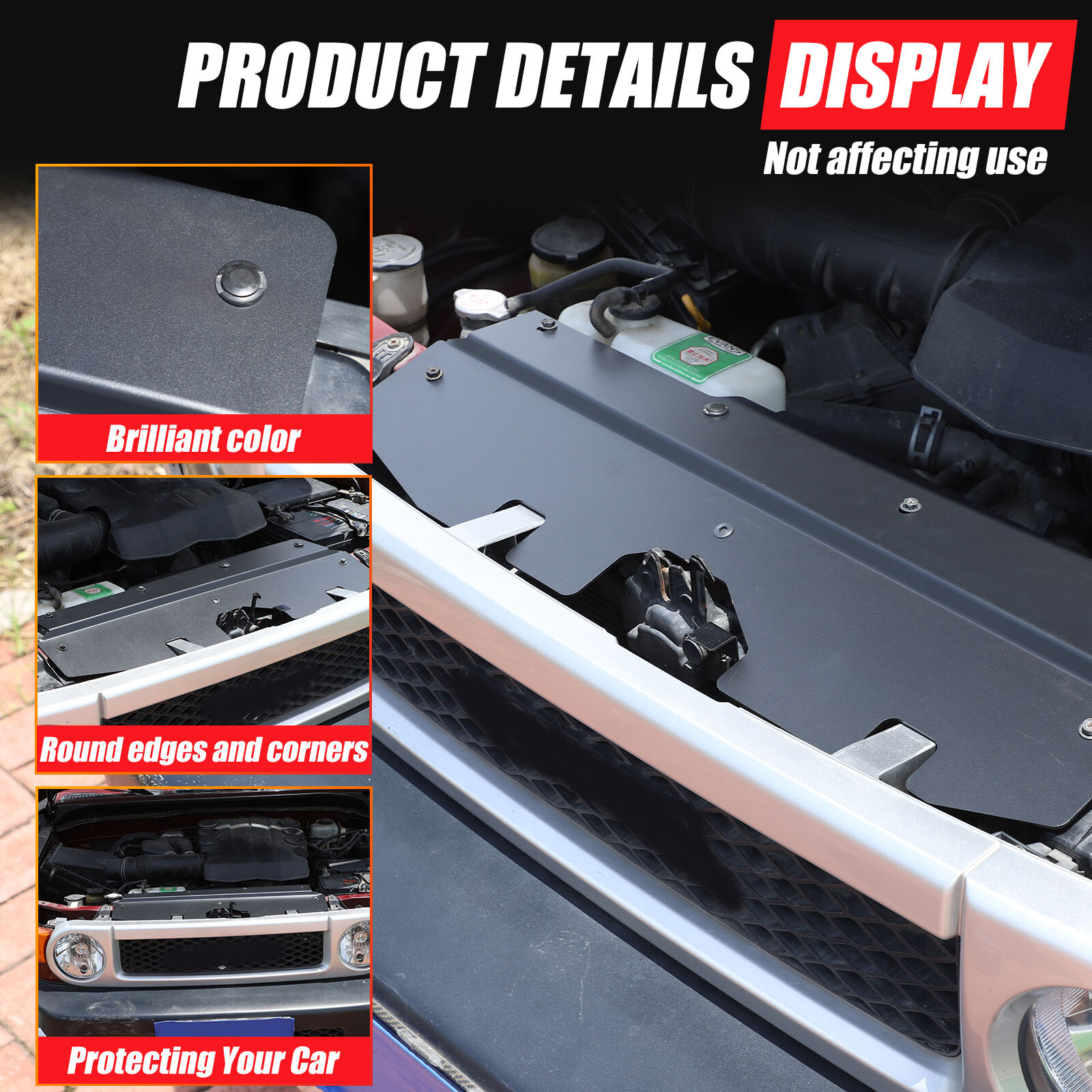 Aluminum Alloy Radiator Cooling Plate Black For Toyota FJ Cruiser 2007-2021 1PCS