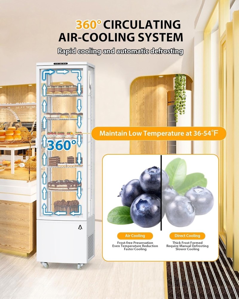 Refrigerated Display Case, 10.5 Cu. Ft. Display Refrigerator with LED Lighting