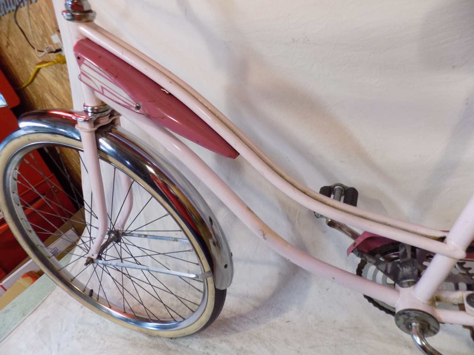 1960s ROLLFAST PINK LADIES TANK BIKE JC HIGGINS MURRAY JET RACK VINTAGE CUTE!