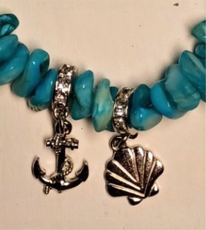 Aqua Stone Nautical Charm Bracelet