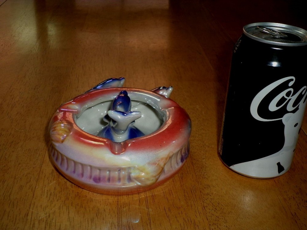 DOLPHINS, (3-D) Ceramic Ashtray, Vintage