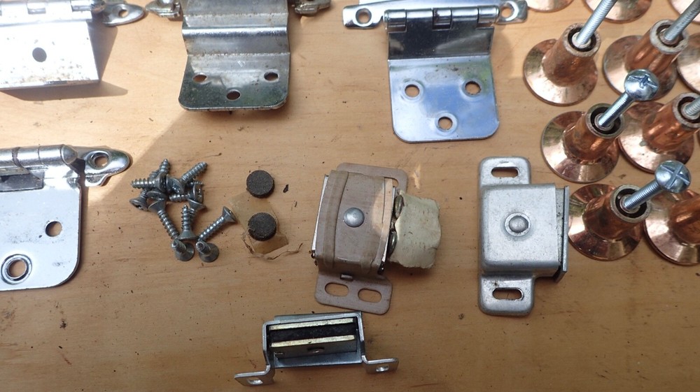 Vintage Cabinet Door Drawer Hardware Lot Handles Hinges Knobs & More