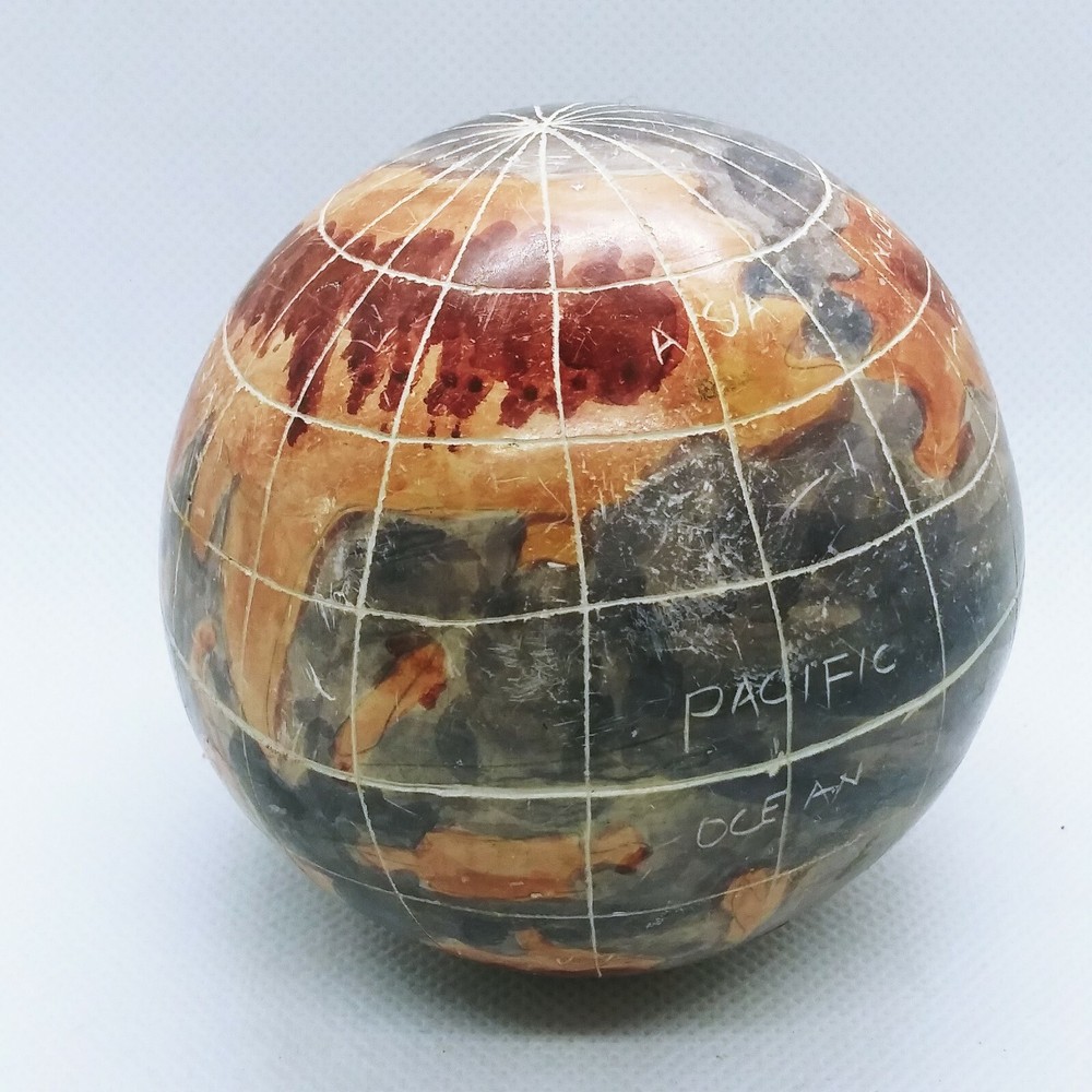 Handcrafted 3" Stone World Globe Earth Without Stand