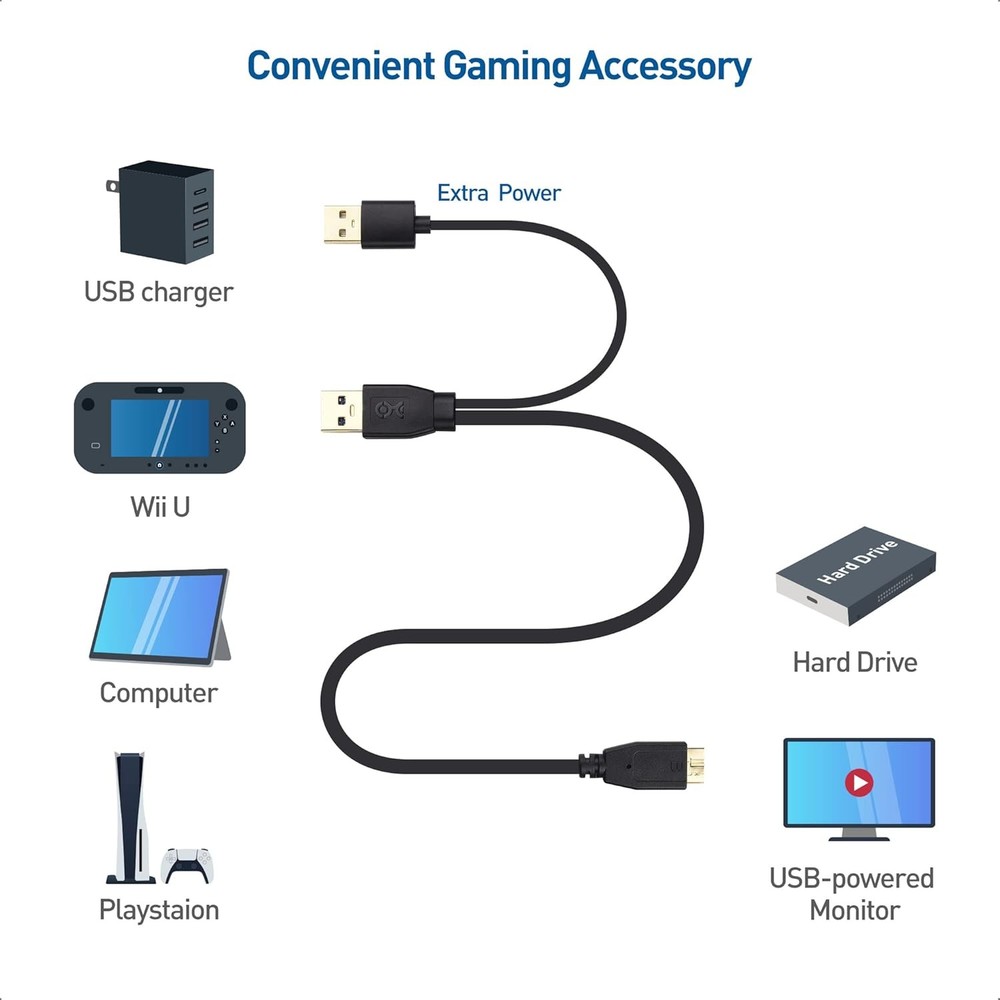 Cable Matters Micro USB 3.0 to USB Y Splitter Cable 20-Inch