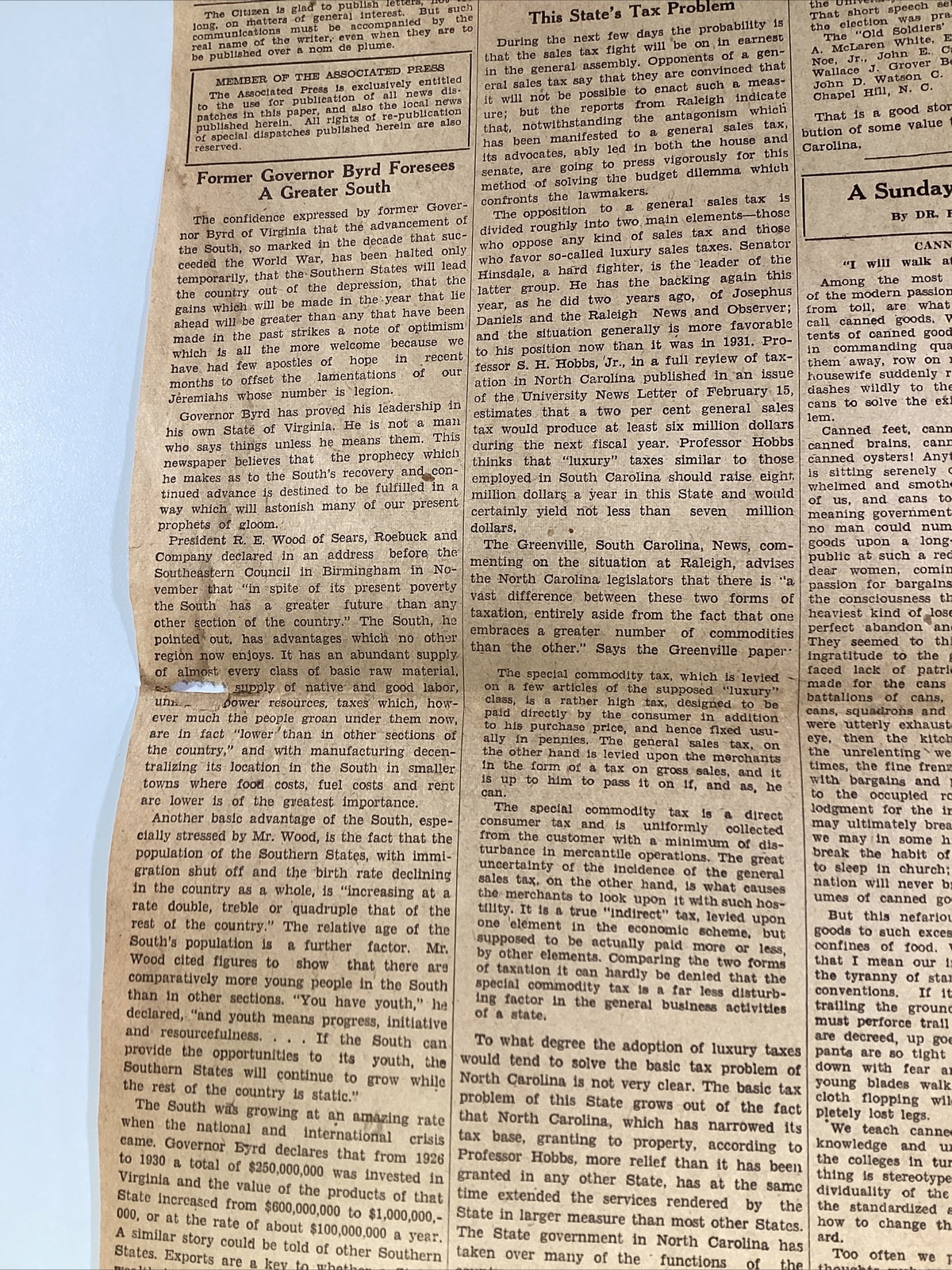 Ashville NC Newspaper Feb 19, 1933 Great Ads Women Miami Columns Carolina Power