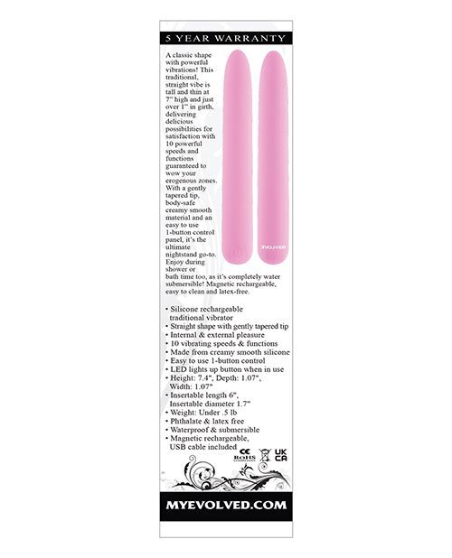 Evolved Carnation Rechargeable Silicone Slimline Vibrator Pink
