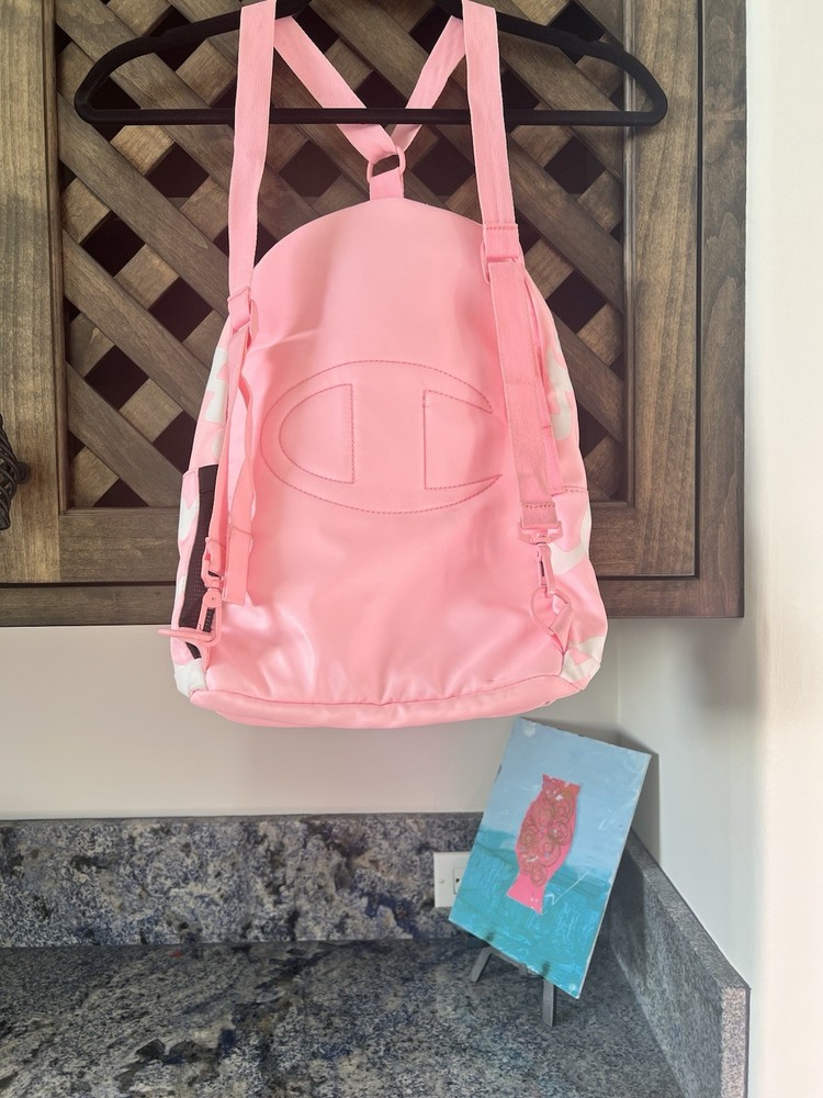 Champion Pink Backpack on the smaller side