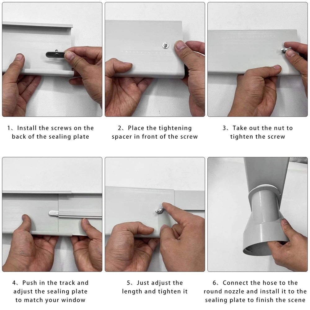 Portable Air Conditioner Window Vent Kit 5.9” Diameter Hose, Adjustable Sliding