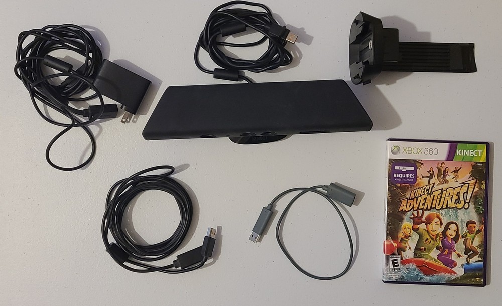 Microsoft Xbox 360 Black Kinect Sensor with Accessory, Cables and Game