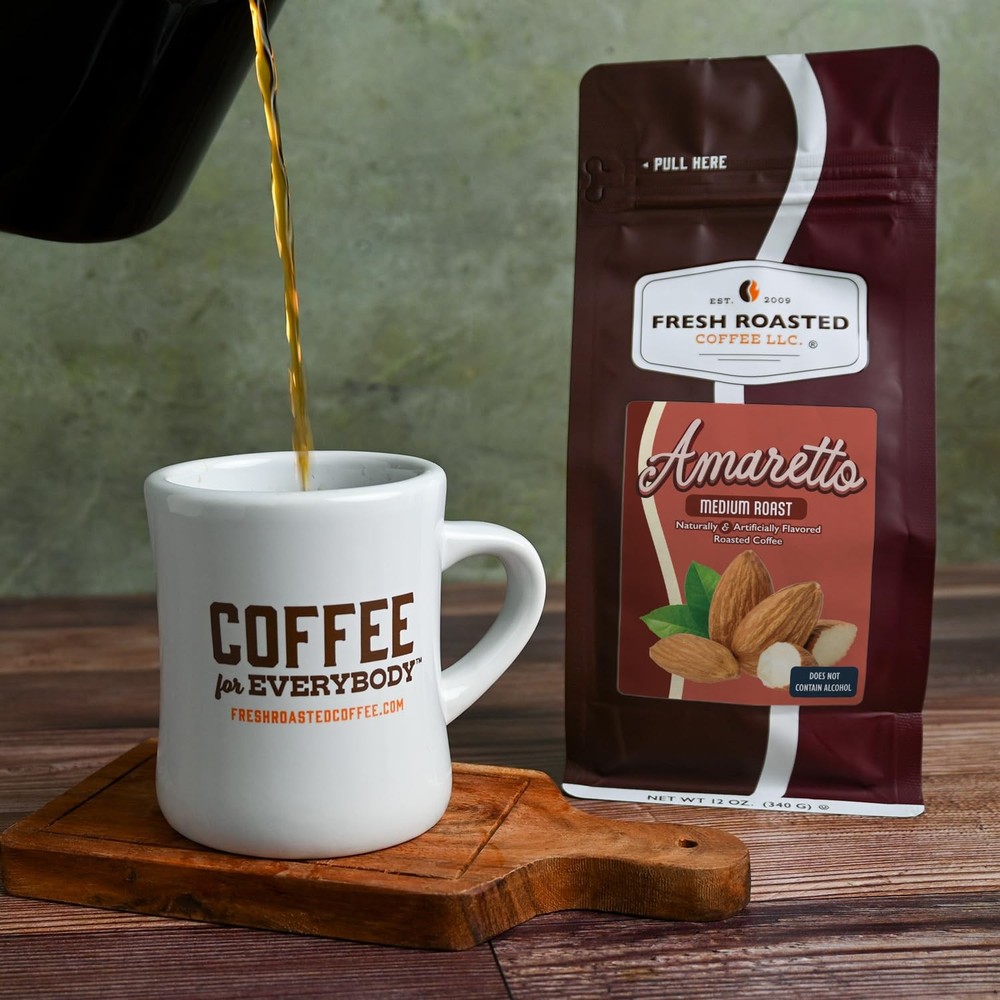 , Amaretto Flavored Coffee, 12 oz, Medium Roast, Kosher, Ground