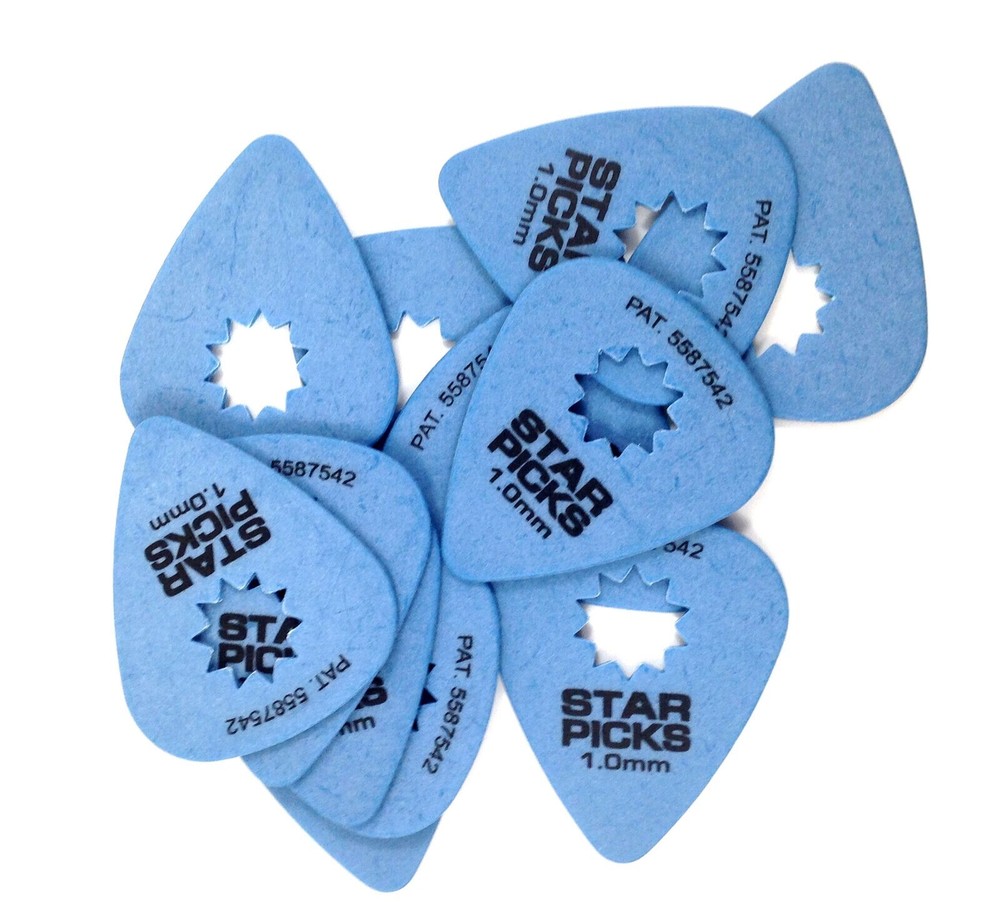 Everly Star Guitar Picks 12 Pack 1.00mm Super Grip Blue