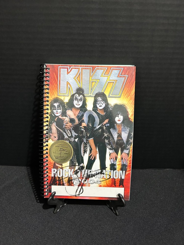 Gene Simmons Signed KISS Rock the Nation Tour 2004 crew booklet