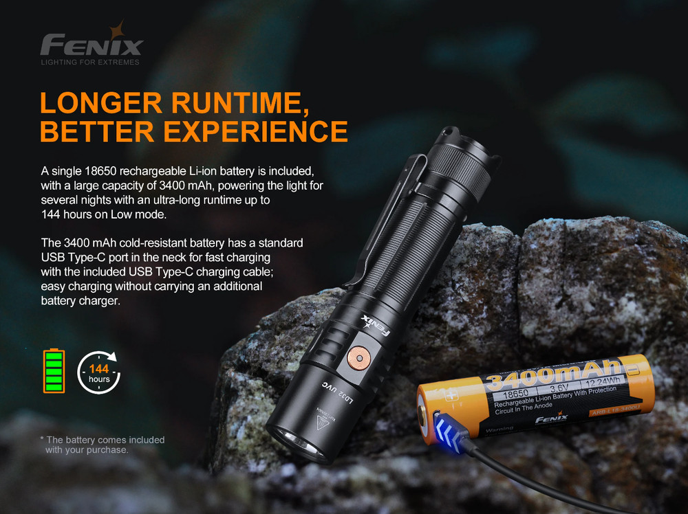 FENIX LD32 UVC Strong light flashlight UV UV light sterilization USB charging