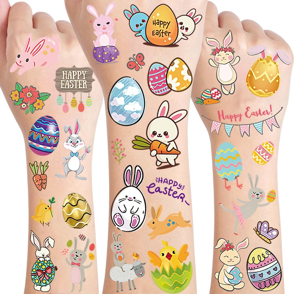 10 Sheets Easter Temporary Tattoos For Hand Face Small, Colorful