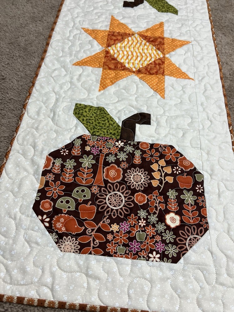 Handmade Quilted Table Runner/Topper ~15" x 37"~Fall~Pumpkins