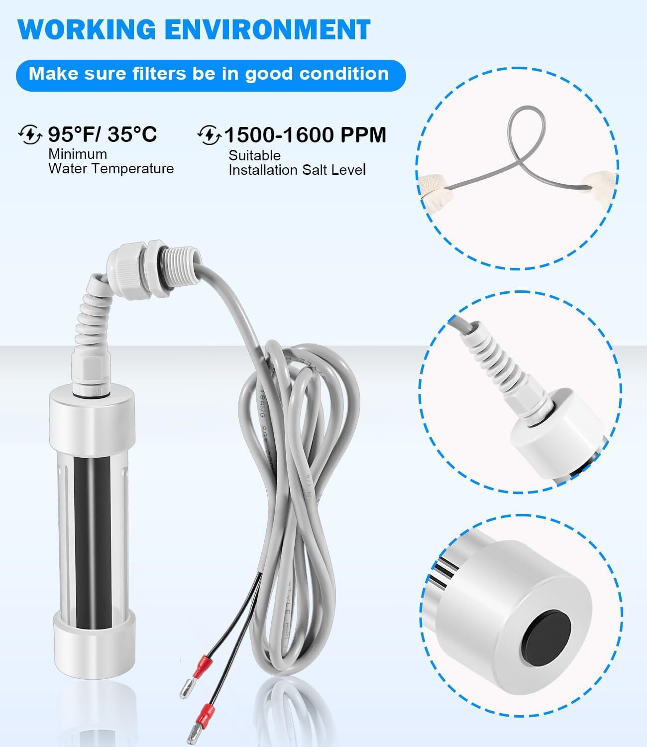 76078 Scepter Salt Cell for Hot Spring ACE Spas 25% Larger Plate Area 1HTWSEP01
