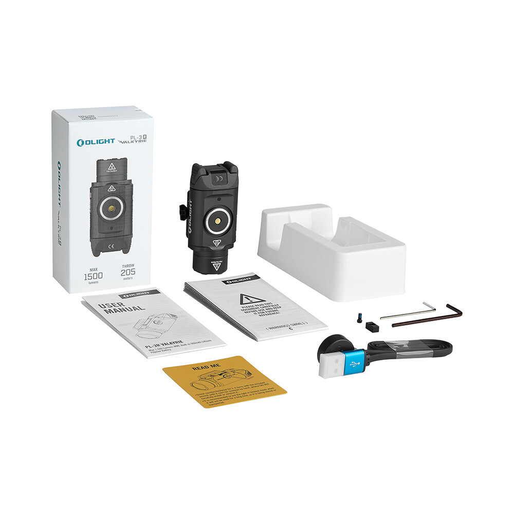 Olight PL-3R Valkyrie Rechargeable Rail Mounted Tactical Light, Black, 1500 Lume