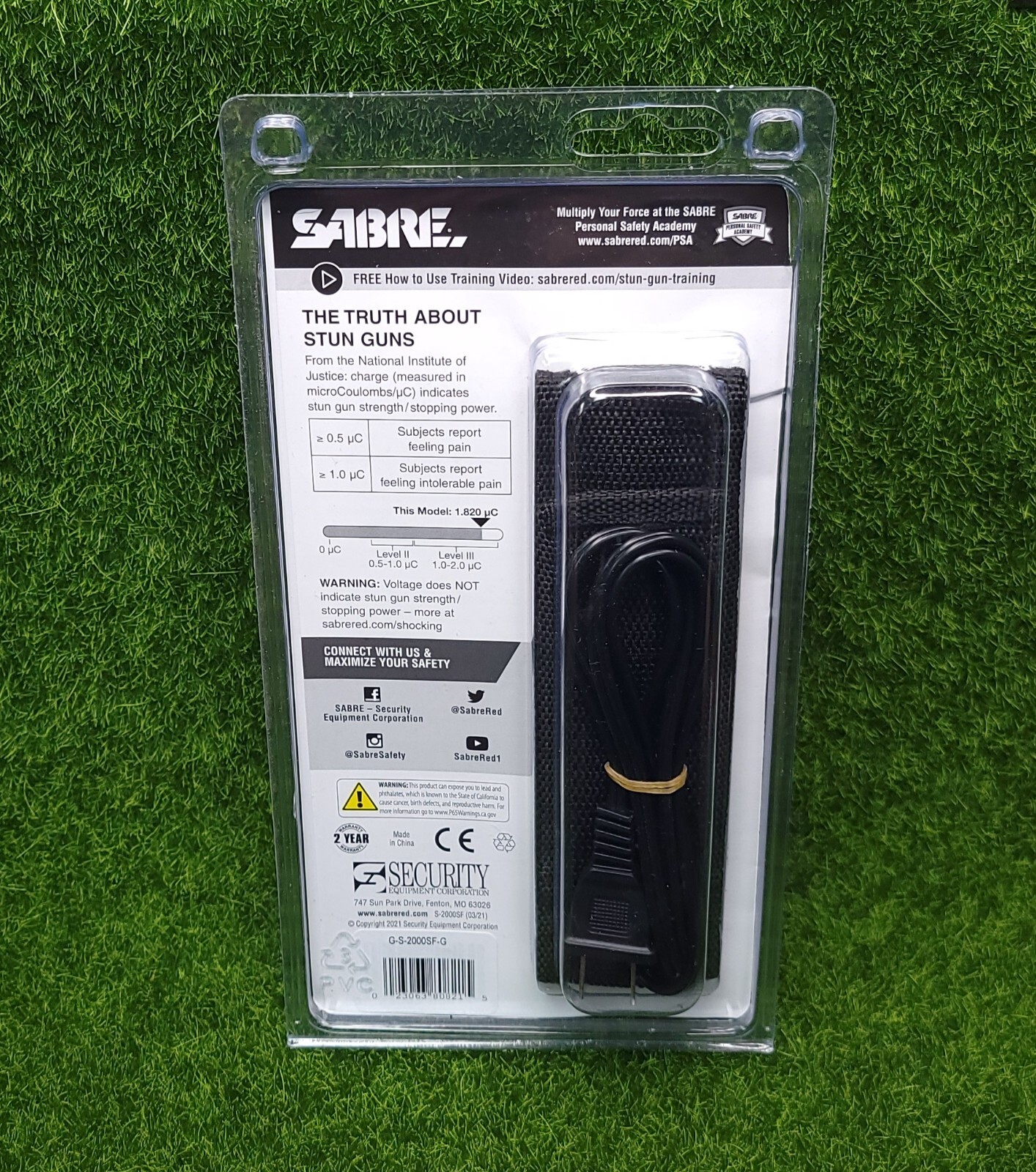 Sabre Stun Gun & 120 Lumen LED Flashlight Self Defense, OD Green - S-2000SF-G