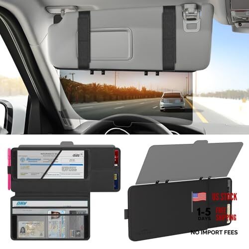 Sun Visor Extender for Car with Registration Holder, Adjustable Car Visor
